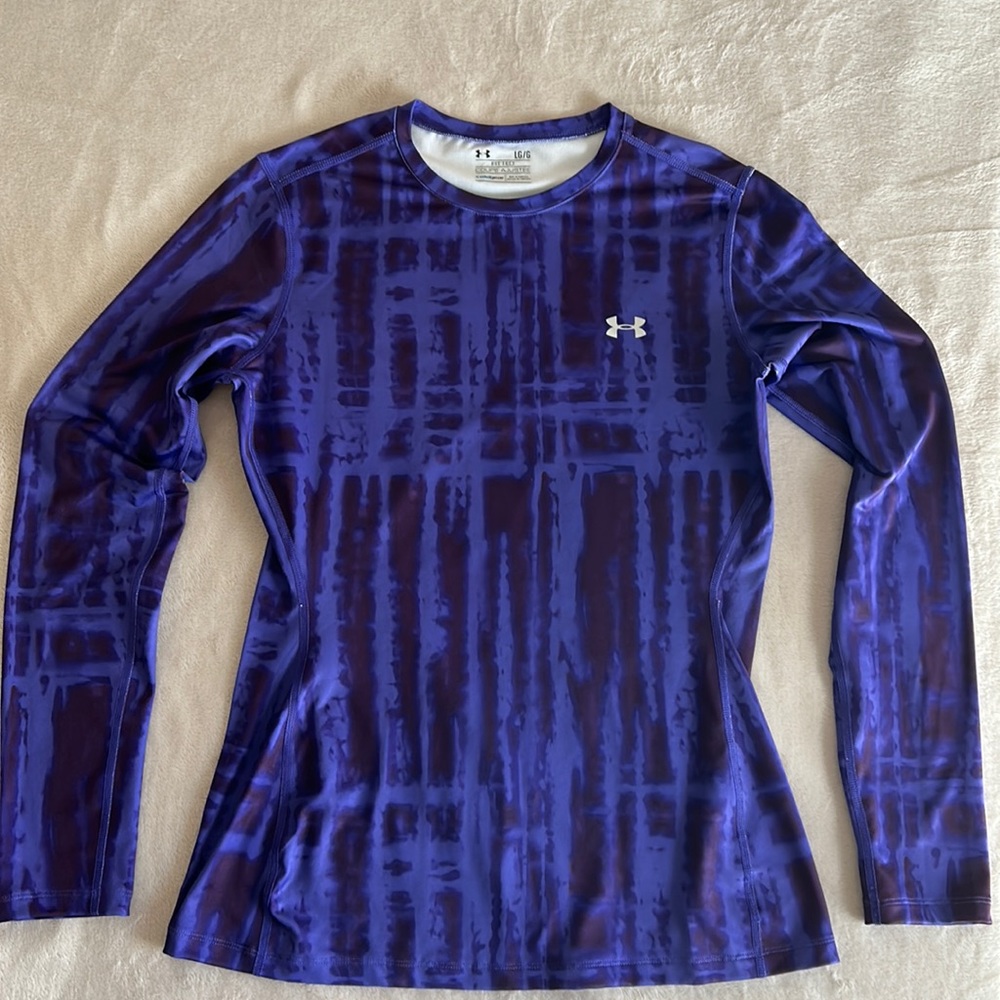 Under Armour Fitted Long Sleeve Cold Gear Shirt in purple tie dye